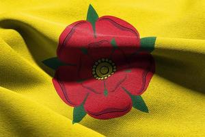 3D illustration flag of Lancashire is a region of England. Wavin photo