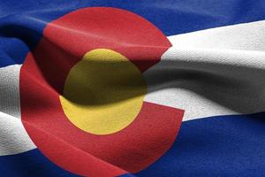 3D illustration flag of Colorado is a state of United States. Wa photo