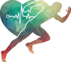 man avatar running with heart pulse silhouette style icon design, Marathon athlete training and fitness theme Vector illustration