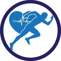 man avatar running with heart pulse silhouette style icon design, Marathon athlete training and fitness theme Vector illustration