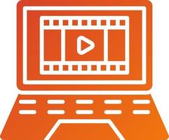 Film on Laptop Icon Style vector