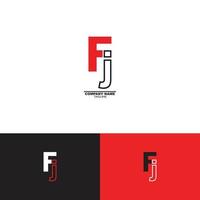 letter FJ logo design template with business card. Vector