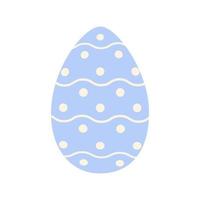 Easter egg in trendy blue with a simple pattern of wavy lines and dots. Happy Easter. Holliday. EPS vector