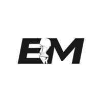 Letters E and M with negative space image of engine boat motor vector