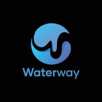 Waterway logo concept with abstract letter W vector