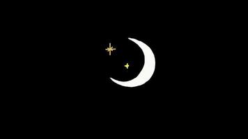 moon and stars loop Animation video transparent background with alpha channel.