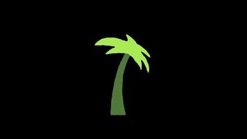 Tropical palm tree icon loop Animation video transparent background with alpha channel.