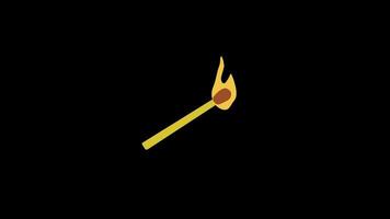 match stick burning with fire flame icon loop Animation video transparent background with alpha channel.