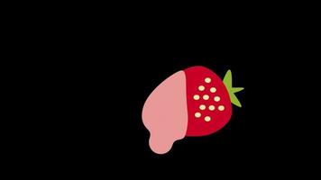Erdbeere Symbol Schleife Animation Video transparent Hintergrund mit Alpha Kanal.