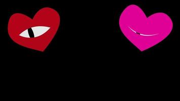 rouge cœur avec œil icône l'amour boucle animation vidéo transparent Contexte avec alpha canaliser. video