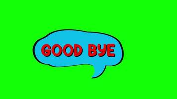cartoon goodbye Comic Bubble speech loop Animation video transparent background with alpha channel.
