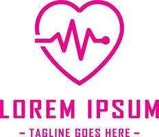 A minimalist logo design featuring the word love in a simple pink font with a heartbeat line going up and down, reminiscent of a medical graph. The logo is perfect for businesses vector