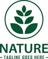 un natural y energético logo diseño presentando un vertical hoja en un circulo marco, representando crecimiento, estabilidad, y balance. el logo es Perfecto para negocios en el Respetuoso del medio ambiente o natural vector