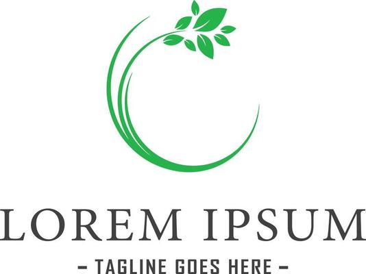 A unique and modern logo design featuring a circular branch with a green leaf at the end. The logo is perfect for businesses in the environmental or nature-related industry