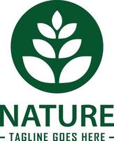 A natural and energetic logo design featuring a vertical leaf in a circle frame, representing growth, stability, and balance. The logo is perfect for businesses in the eco-friendly or natural vector