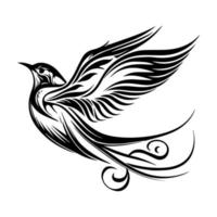 A beautiful Hand drawn illustration of a swallow bird in tribal tattoo style, perfect for body art or graphic design vector