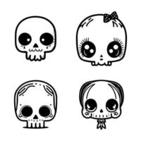 Add a touch of cute creepiness to your project with our cute kawaii skull head logo collection. Hand drawn with love, these illustrations are sure to add a unique and playful twist vector