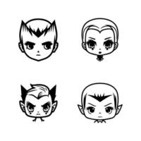 Sink your teeth into our kawaii vampire head collection. Each one Hand drawn with love, these illustrations are sure to add a touch of spookiness to your project vector