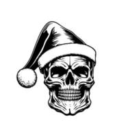 A festive touch to the iconic skull head, this Hand drawn illustration features a smile skull wearing a Santa Claus hat. Perfect for the holiday season vector