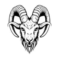 Intriguing and powerful Hand drawn line art illustration of a goat head logo, showcasing strength and symbolism vector