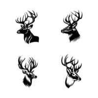 deer logo silhouette collection set hand drawn illustration vector