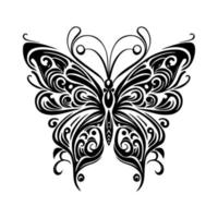 butterfly tribal tatto line art hand drawn illustration vector