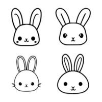 A collection of cute and charming kawaii bunny rabbit illustrations, Hand drawn in a delightful style. Perfect for animal lovers and children's designs vector