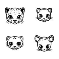 Adorable kawaii panther collection set, Hand drawn with cute expressions and playful poses. Perfect for any animal lover or panther enthusiast vector