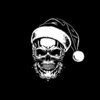A festive touch to the iconic skull head, this Hand drawn illustration features a smile skull wearing a Santa Claus hat. Perfect for the holiday season white ink vector