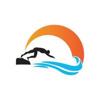 Swimming sport logo ilustration vector design template