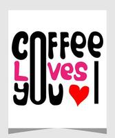 Coffee. Poster with hand drawn lettering coffee loves you. Hand drawing for coffee drink, beverage menu or cafe theme, white background. Vector Illustration