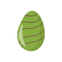 Vector single clipart easter egg in green color. Easter attribute. Doodle style. On a white background.