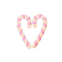 Candy cane in the shape of a heart. Vector illustration.