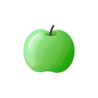 Green apple isolated on white background. Vector illustration in cartoon style.