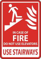 In Case of Fire Do Not Use Elevators Sign vector