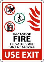 Fire Symbol Do Not Use Elevators, Use Stairs Symbols vector