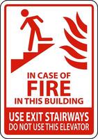 In Case of Fire In This Building Use Exit Stairways Do Not Use This Elevator vector