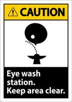 Caution Eye Wash Station Keep Area Clear Sign vector