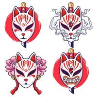 Vector japanese anbu mask vector set