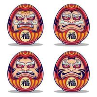 vector japanese daruma character red color