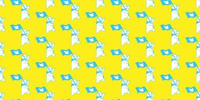 bear Seamless Vector Polar bear Pattern flag isolated doodle wallpaper background yellow