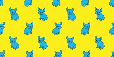 dog seamless vector french bulldog pattern pug sit isolated wallpaper background blue yellow pop art