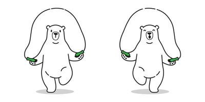 bear Vector icon Polar bear cartoon skipping rope character illustration doodle