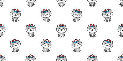 Cat seamless pattern vector kitten isolated cap wallpaper background