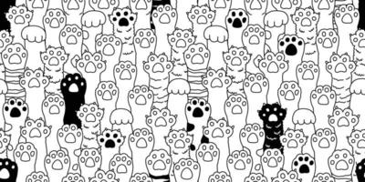 Cat paw seamless pattern cat breed isolated kitten claw dog paw hand vector wallpaper background doodle illustration