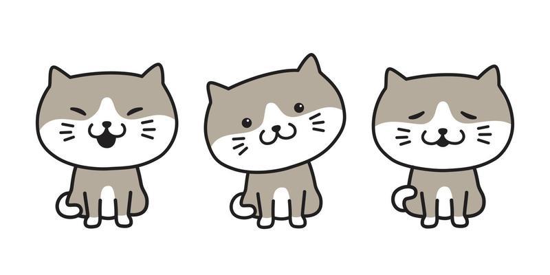 cat vector icon character logo cartoon calico kitten illustration icon doodle