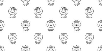 Cat seamless pattern vector isolated kitten cap wallpaper background doodle