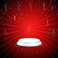 Round podium with spotlight illumination, podium background with lights vector