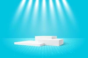 Sunset projector lamp product backdrop, podium background with lights vector