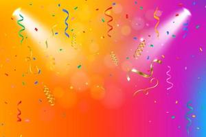 Happy birthday celebration with falling confetti. realistic colorful confetti background. vector